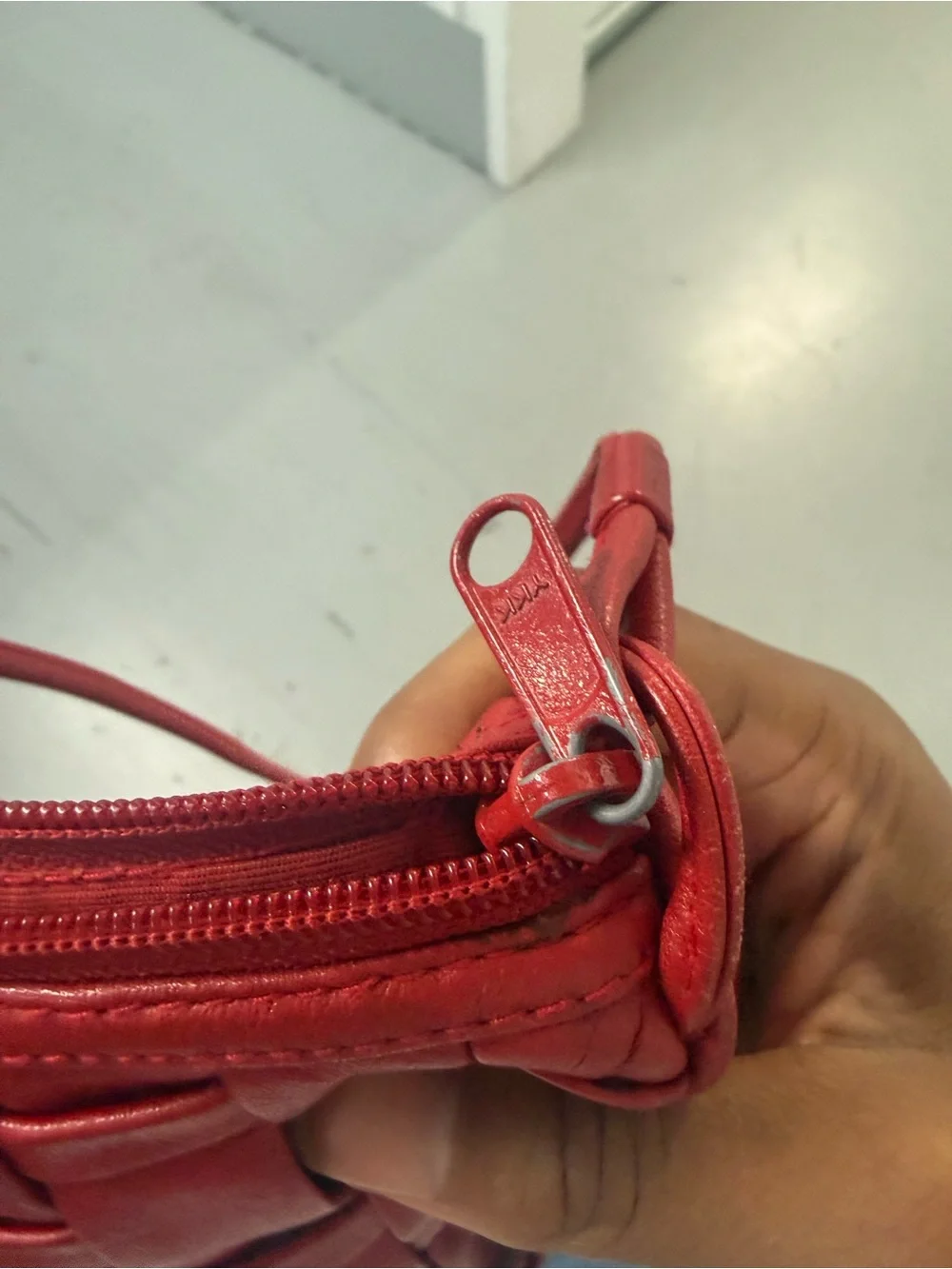 VTG Red Leather Woven Crossbody Shoulder Bag  bottega inspired